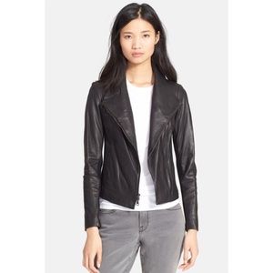 Vince black leather scuba jacket